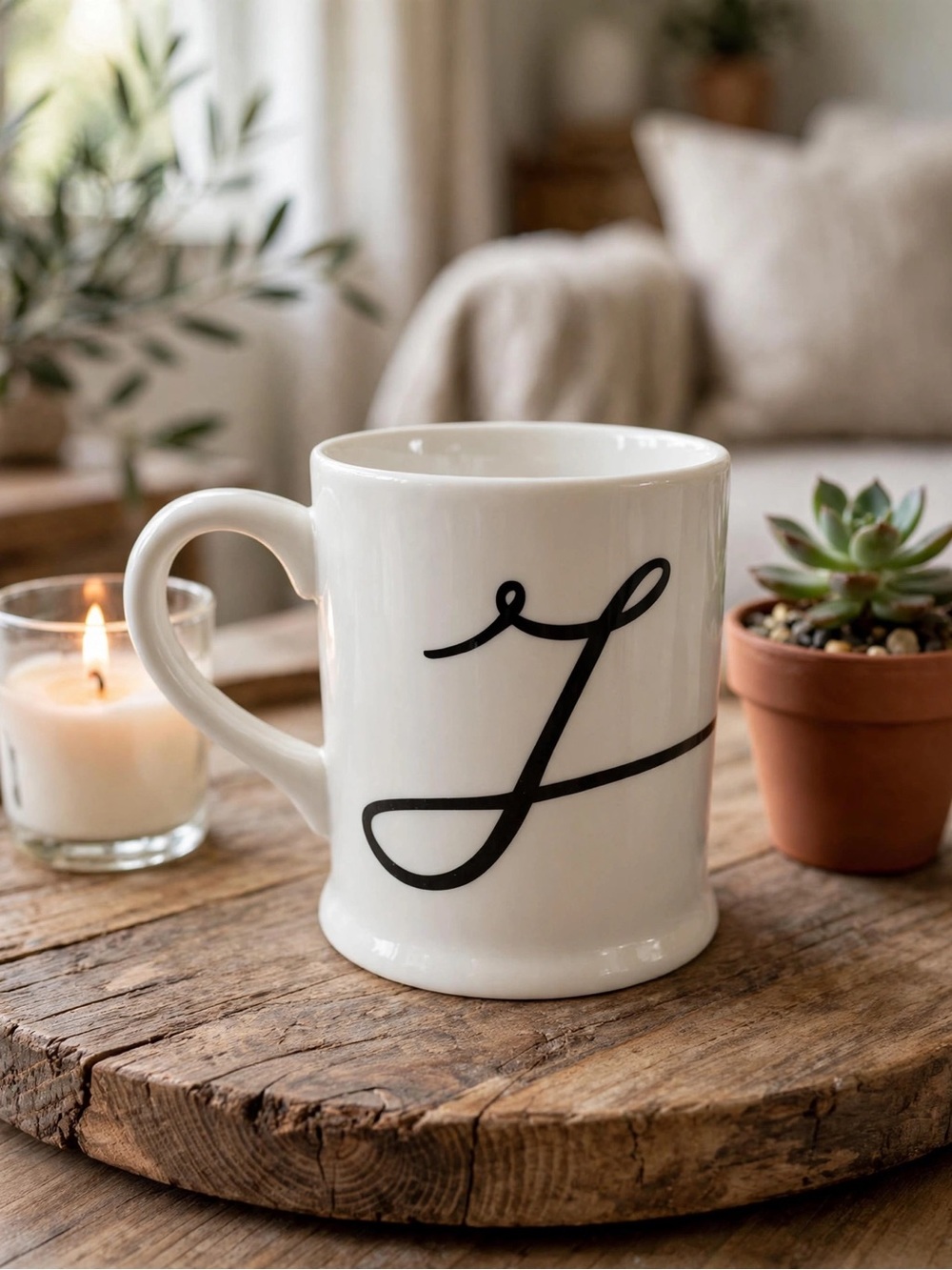 Indigo Monogram “J” Mug